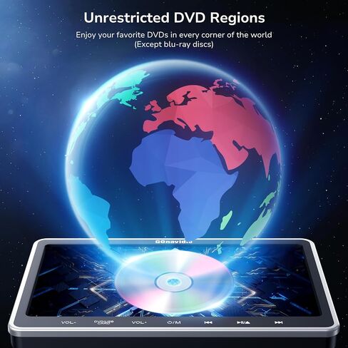 GOnavidio 10.1" Dual Car DVD Player with HDMI Input Auto Suction Disc in Kuwait