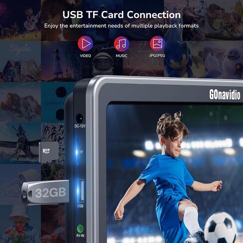 GOnavidio 10.1" Dual Car DVD Player with HDMI Input Auto Suction Disc in Kuwait
