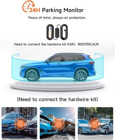 4K+2.5K+1080P 3 Channel Dash Cam Front, Rear, Inside, 64GB SD Card Included in Kuwait