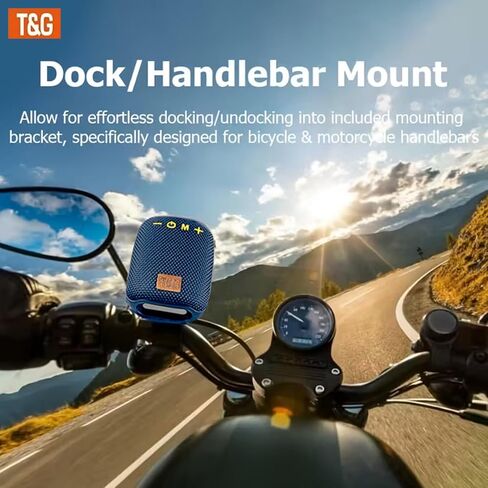 T&G Motorcycle Speaker Bluetooth Wireless, Portable Ebike Speaker with Handlebar Mount, IPX5 Waterproof, Mini Loud Speaker for Bike & MTB, Gifts, Motorcycle Accessories in Kuwait