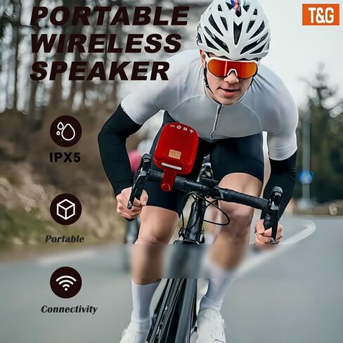 T&G Motorcycle Speaker Bluetooth Wireless, Portable Ebike Speaker with Handlebar Mount, IPX5 Waterproof, Mini Loud Speaker for Bike & MTB, Gifts, Motorcycle Accessories in Kuwait