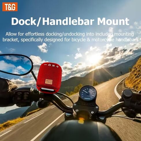 T&G Motorcycle Speaker Bluetooth Wireless, Portable Ebike Speaker with Handlebar Mount, IPX5 Waterproof, Mini Loud Speaker for Bike & MTB, Gifts, Motorcycle Accessories in Kuwait