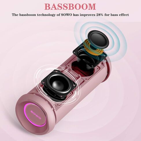 Outdoor Portable Bluetooth Speaker, Wireless IPX7 Waterproof Speaker, 25W Loud Sound, Bassboom Technology, TWS Pairing, 16H Playtime, Speaker with Lights in Kuwait