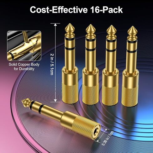 16-Pack 1/4'' to 1/8''(6.35 Male to 3.5 Female) Guitar Audio Jack Adapter in Kuwait