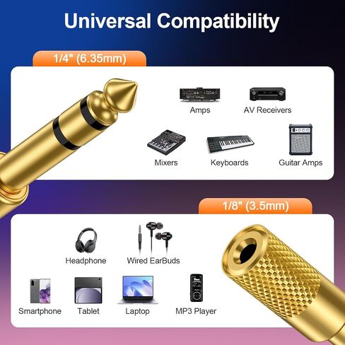 16-Pack 1/4'' to 1/8''(6.35 Male to 3.5 Female) Guitar Audio Jack Adapter in Kuwait