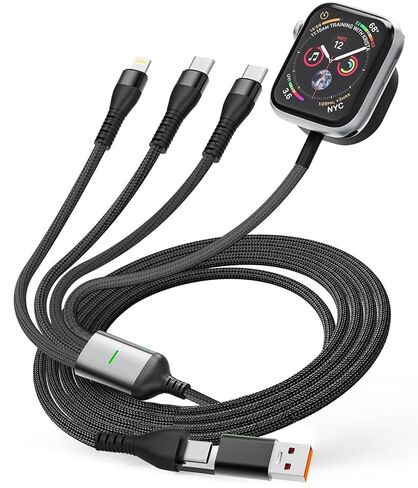 100W Multi Charge Cable for Apple iWatch/Dual USB C/Lightning, 10FT in Kuwait