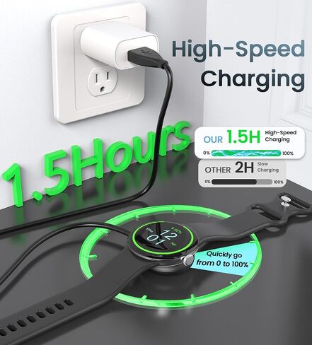 3.3Ft USB A+Type C Charger Cable Compatible with Google Pixel Watch 2/3 Charger Replacement Magnetic Charging Cable for Fitbit Sense 1/2, Versa 3/Versa4, Ace LTE Black in Kuwait