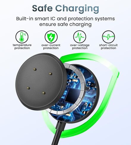 3.3Ft USB A+Type C Charger Cable Compatible with Google Pixel Watch 2/3 Charger Replacement Magnetic Charging Cable for Fitbit Sense 1/2, Versa 3/Versa4, Ace LTE Black in Kuwait