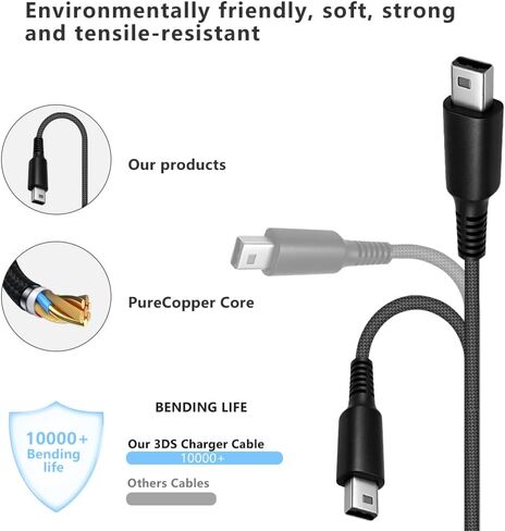 2 Pack USB C Charging Cable Adapter for 3DS/3DS XL/3DS LL/2DS/DSi/DSi XL/2DS XL/New 2DS LL in Saudi Arabia