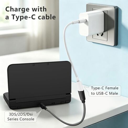 2 Pack USB C Charging Cable Adapter for 3DS/3DS XL/3DS LL/2DS/DSi/DSi XL/2DS XL/New 2DS LL in Saudi Arabia