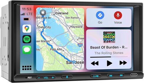 Double Din Car Stereo Wireless Apple CarPlay Android Auto, 7in Double Din Radio with Bluetooth, Mirror Link, Rearview Camera, Subwoofer/SWC/FM in Kuwait
