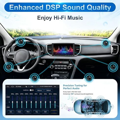 Double Din Car Stereo Wireless Apple CarPlay Android Auto, 7in Double Din Radio with Bluetooth, Mirror Link, Rearview Camera, Subwoofer/SWC/FM in Kuwait