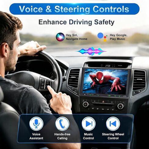 Double Din Car Stereo Wireless Apple CarPlay Android Auto, 7in Double Din Radio with Bluetooth, Mirror Link, Rearview Camera, Subwoofer/SWC/FM in Kuwait