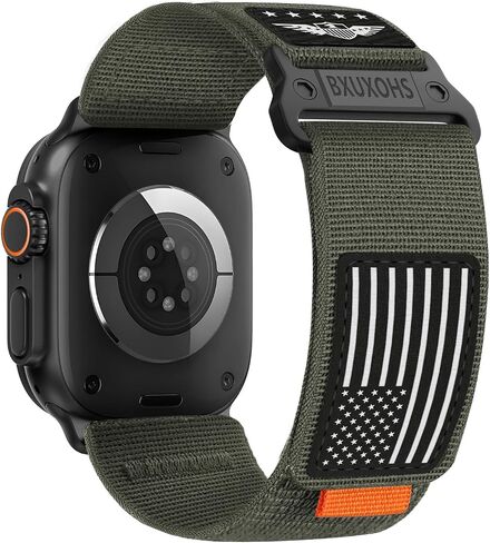 Rugged Trail Loop Bands for Apple Watch Ultra/3/2 Band 49mm 46mm 45mm 44mm 42mm Men,Stars-Stripes Flag Woven Nylon Sport Strap Soft Fabric Wristband for iWatch Series 11 10 9 8 7 6 5 4 3 SE 3/2nd 49 in Kuwait