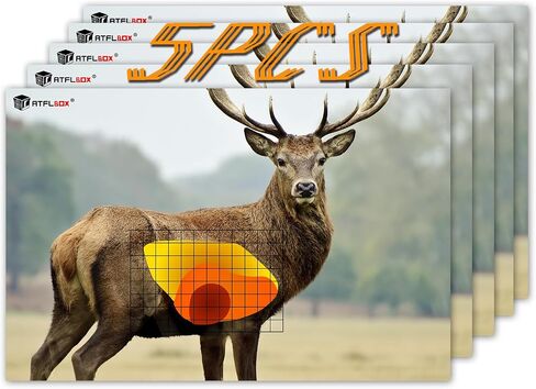 Atflbox 23" x 35" Highly Visible Non-Reactive Animal Shooting Paper Target, Big Game Realistic Deer Heavy-Duty Paper Targets for Use with All Guns & Calibers - Folded in Saudi Arabia