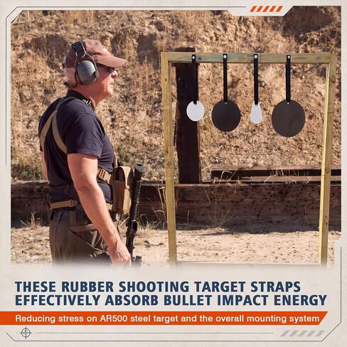 Silipull 2 Pack AR500 Steel Target Hanging Strap Kit, 39 Inch Reinforced Rubber Straps, Shooting Target Hangers for Range Practice and Outdoor Use in Kuwait