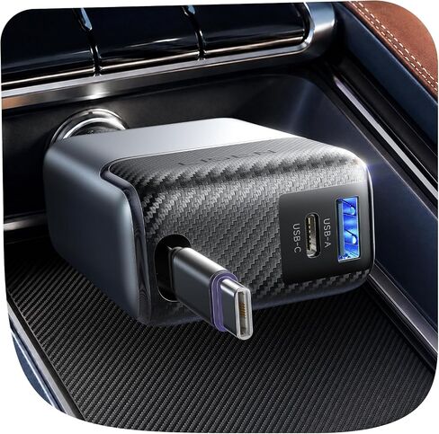LISEN 136W Retractable Fast Car Charger, Laptop 100W Retractable Cable in Kuwait
