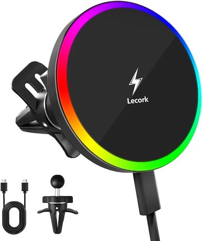Lecork for Magsafe Car Mount Charger, 15W Air Vent Magnetic Wireles Car Mount Charger for iPhone 16 Pro Max Accessories, Car Phone Holder for iPhone 17 16 15 14 13 12 in Kuwait