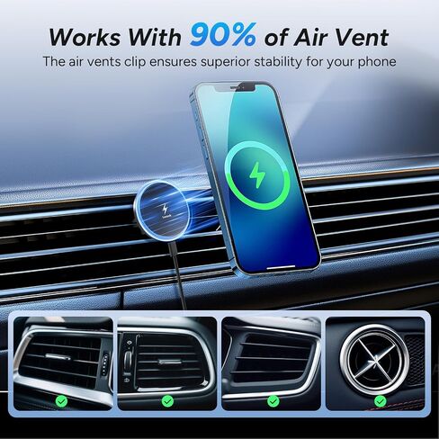 Lecork for Magsafe Car Mount Charger, 15W Air Vent Magnetic Wireles Car Mount Charger for iPhone 16 Pro Max Accessories, Car Phone Holder for iPhone 17 16 15 14 13 12 in Kuwait