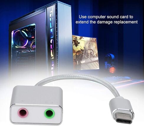 Type C Aluminum Alloy Sound Card with Microphone Input and Headphone Output for in Kuwait