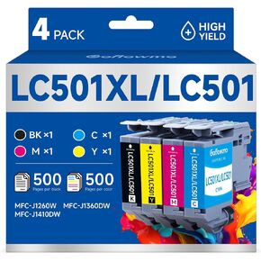 LC501XL LC501 Ink Cartridges Compatible for Brother MFC-J1360DW Printer 4PK in Kuwait