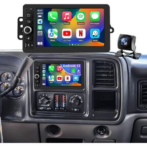 64G Upgrade Car Radio for Chevrolet Silverado 1500/2500/3500 2003-2006, GMC Sierra 1500/2500/3500 2003-2006, 7in Colorado Express Impala Stereo Touch Screen CarPlay Android Auto GPS FM Camera 5GWifi in Kuwait