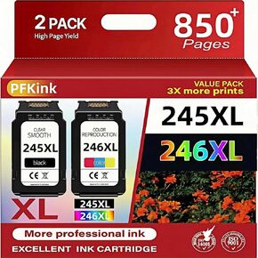 245XL 246XL Ink Cartridge Combo Pack for Canon, PG-245XL CL-246XL Replacement with Smart Chip, 2-Pack (1 Black 1 245XLColor) for Pixma MG2522 MX490 TR4520 TS3122 TS3322 Printers in Kuwait