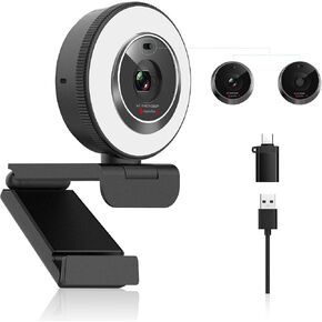 Angetube 1080P USB Webcam with Ring Light Autofocus & Microphone for PC Mac in Kuwait