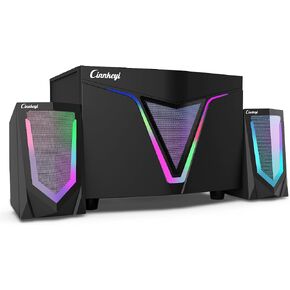 2.1 USB-Powered Computer Speaker with Subwoofer,PC Speakers with subwoofer-Dual 4.7'' mid-Treble Full-Range Satellites for PC,Speaker with Dynamic RGB,Up to 16W, 3.5mm Inputs in Kuwait