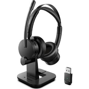 Wireless Headset with Mic for Work, Bluetooth Headset with Microphone for PC, Noise Cancelling Headphones with Mic Mute Button & USB for Call Center/Office/Home/Computer/Laptop/Cell Phones/Teams/Zoom in Kuwait