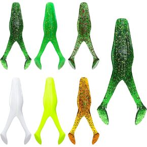 6 Pcs Topwater Frog Lure for Bass Fishing 4.13 Inch Rabbit Frog Fishing Lures Gear Soft TPE Plastic Floating Bait with Weedless Hooks for Freshwater Saltwater Bass Trout in Kuwait