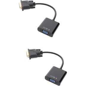 PartyKindom 2pcs to Vga Converter Cable Video Adapter Male to Vga Female Supports Pc HDTV Black No Driver Required in Kuwait