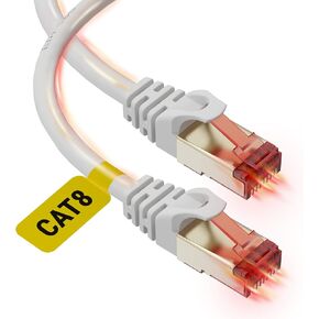 Ultra Clarity Cables Cat 8 Ethernet Cable 100 FT, High Speed 40 Gbps 2000Mhz Internet LAN Cable with Gold Plated RJ45 Connector, Weatherproof Ethernet Cord for Router, PC, PS5, Xbox - White in Kuwait