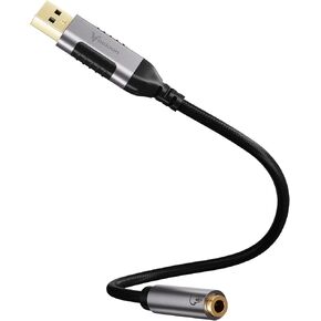 USB A to Dual 3.5mm Audio Headphone Jack Splitter, External Sound Card, USB 2.0 to 3.5mm TRS Sound & Microphone Female Port Y Splitter Aux Cord, for Headphone PS4 PS5 Gaming Streaming Meeting,1 FT in Kuwait
