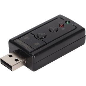 7.1 Channel Virtual Sound Card with LED Indicator for Desktop, Laptop, USB, 3D Sound, Microphone Ports, Black in Kuwait