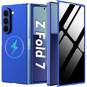 for Samsung Galaxy Z Fold 7 Magnetic Case with Privacy Screen Protector [Compatible with Magsafe],Ultra Thin Anti Yellowing Scratch Resistant Bumper Cover for Galaxy Z Fold 7 2025,Blue in Kuwait