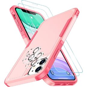SPIDERCASE Shockproof for iPhone 11 Case,[10 FT Military Grade Drop Protection],with 2 pcs[Tempered Glass Screen Protector+Camera Lens Protector] Heavy Duty Protective Phone Case,Light Pink in Saudi Arabia