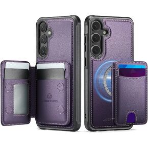 for 2-in-1 Wallet Case for Samsung Galaxy S26 Plus 6.7", Removable Leather Flip Cover Compatible with MagSafe and RFID Blocking, 6 Card Slots, Purple in Saudi Arabia