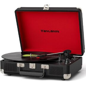 Vinyl Record Player Bluetooth Vintage 3-Speed Portable Suitcase Turntables with Built-in Speakers, Belt-Driven LP Player Support USB Recording AUX-in RCA Line Out Headphone Jack, White in Saudi Arabia