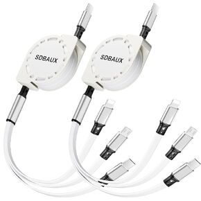 Multi Charging Cable,USB C to 3 in 1 Retractable Lightning/Type-C/Micro Port Fast Charger Cord for iPhone 17 16 15 14 13 12 Pro Max,Galaxy S23/S22/S20,Cell Phones Tablets Universal Use (2Pack-3.3ft) in Saudi Arabia