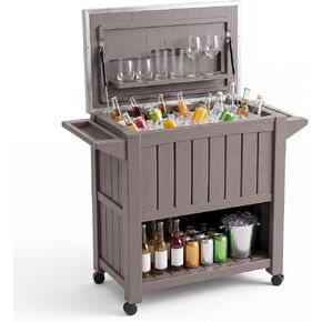 LuxaDomus 120 Qt Patio Cooler Cart with Wheels, Outdoor Ice Chest in Kuwait