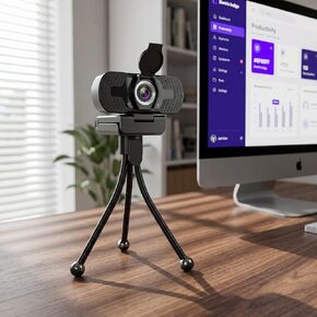 1080P HD Webcam with Privacy Cover & Tripod USB Plug and Play Camera with Noise-Canceling Mic for PC Video Calling Streaming in Kuwait