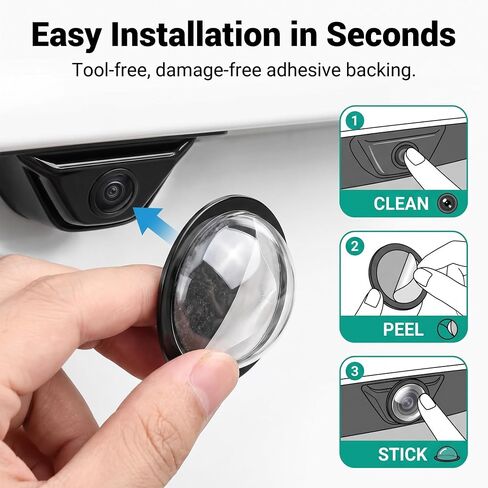 2 Pack Car Backup Camera Protector Cover, Clear HD Camera Lens Protector, 360° All-Round Protection Car Backup Lens Cap for Dust Scratch, Universal Essential Part for Most Vehicles in Kuwait
