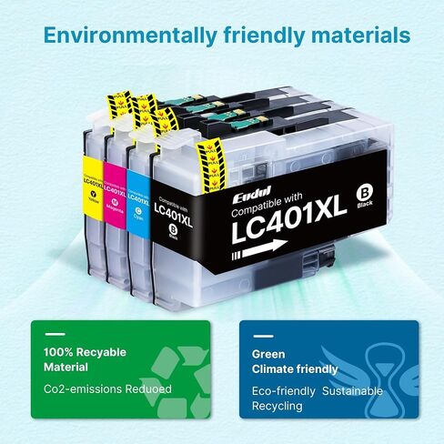 LC401XL Ink Cartridges for Brother Printer, High Yield LC401XL Compatible for Brother LC401 Ink Cartridges, Work for Brother MFC-J1010DW MFC-J1170DW MFC-J1012DW MFC-J1800DW, Black Cyan Magenta Yellow in Kuwait