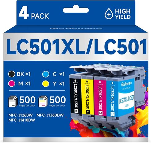 LC501XL LC501 Ink Cartridges Compatible for Brother MFC-J1360DW Printer 4PK in Kuwait