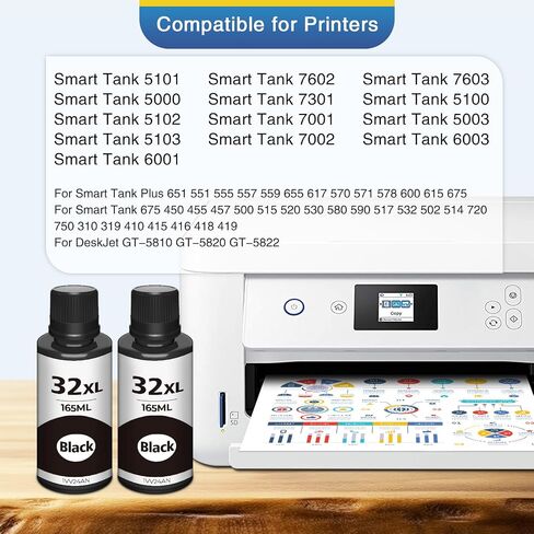 31 32XL Black Ink Bottles Set Compatible for HP 31 32XL for 7301 7602 in Kuwait