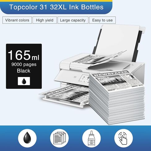 31 32XL Black Ink Bottles Set Compatible for HP 31 32XL for 7301 7602 in Kuwait