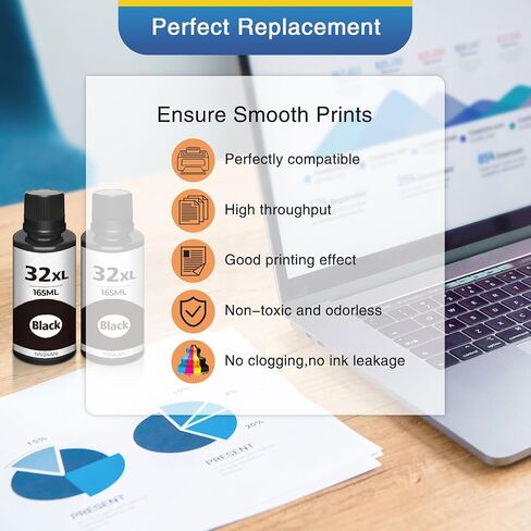 31 32XL Black Ink Bottles Set Compatible for HP 31 32XL for 7301 7602 in Kuwait