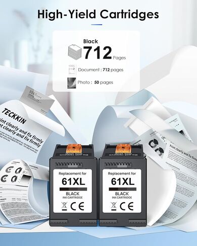 61XL Black Ink Cartridge Replacement for HP Ink 61 HP 61 Black Ink Cartridge HP 61 Fit for Envy 4500 5530 4501 4502 DeskJet 1000 1010 1050 1510 2050 2510 2540 OfficeJet 2620 4630 Printer (2 Black) in Kuwait