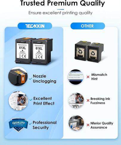 61XL Black Ink Cartridge Replacement for HP Ink 61 HP 61 Black Ink Cartridge HP 61 Fit for Envy 4500 5530 4501 4502 DeskJet 1000 1010 1050 1510 2050 2510 2540 OfficeJet 2620 4630 Printer (2 Black) in Kuwait